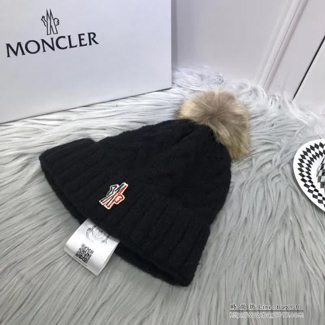 MONCIER蒙口 專櫃新品 原版高端羊毛+兔絨配狐狸毛球針織帽 LLWJ8582